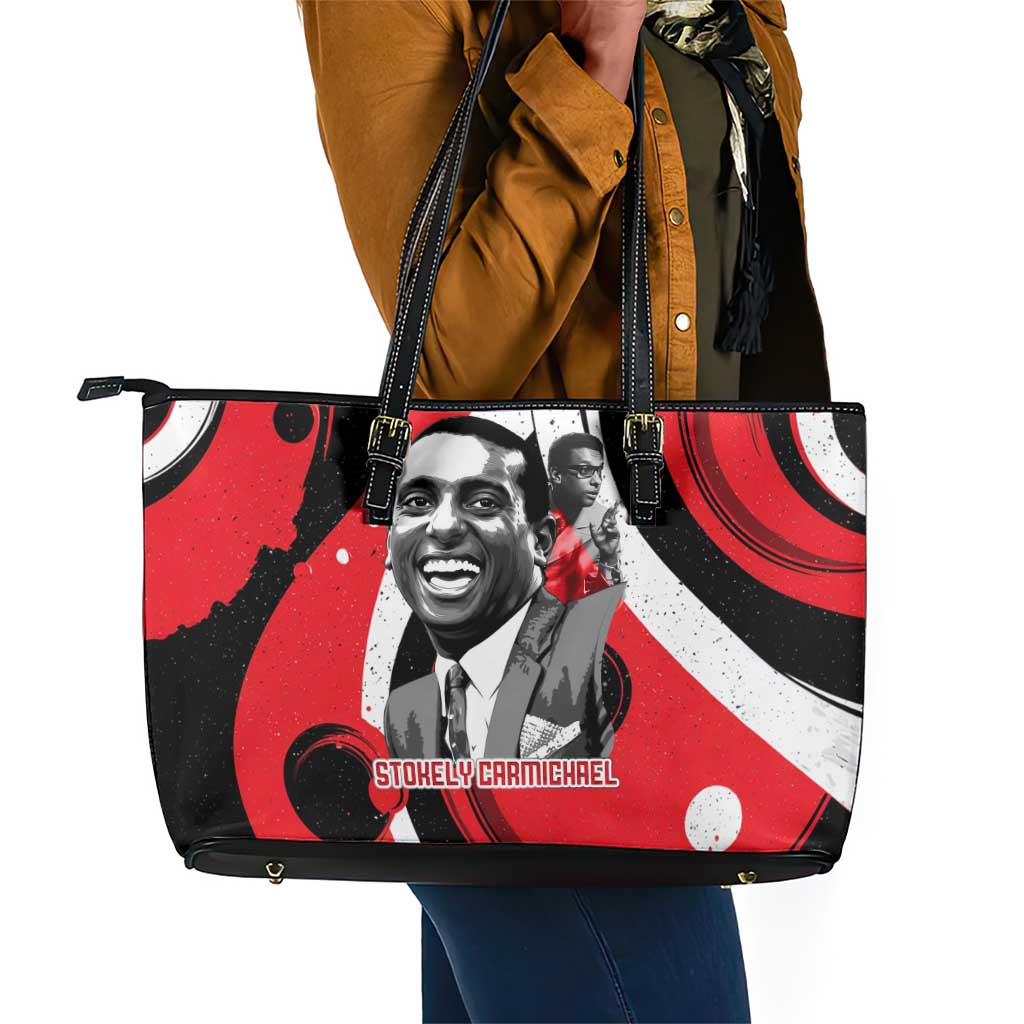 Stokely Carmichael Leather Tote Bag Abstract Design Black Power Text Civil Rights Activist - Wonder Print Shop