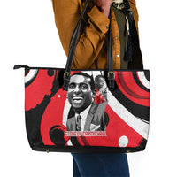 Stokely Carmichael Leather Tote Bag Abstract Design Black Power Text Civil Rights Activist - Wonder Print Shop