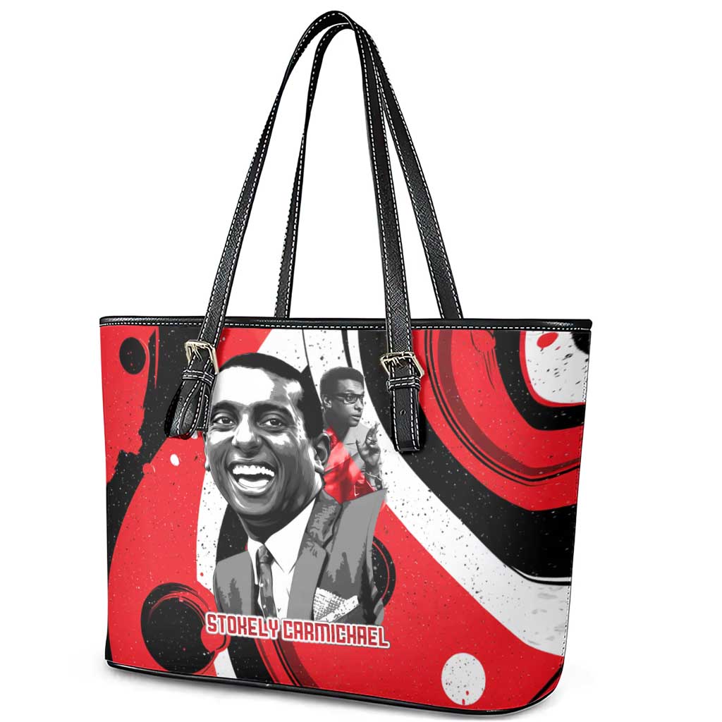 Stokely Carmichael Leather Tote Bag Abstract Design Black Power Text Civil Rights Activist - Wonder Print Shop