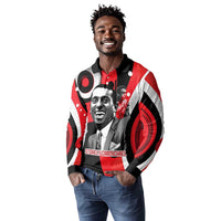Stokely Carmichael Long Sleeve Polo Shirt Abstract Design Black Power Text Civil Rights Activist - Wonder Print Shop