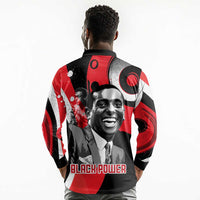 Stokely Carmichael Long Sleeve Polo Shirt Abstract Design Black Power Text Civil Rights Activist - Wonder Print Shop