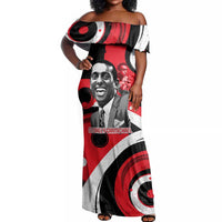 Stokely Carmichael Off Shoulder Maxi Dress Abstract Design Black Power Text Civil Rights Activist - Wonder Print Shop