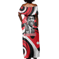 Stokely Carmichael Off Shoulder Maxi Dress Abstract Design Black Power Text Civil Rights Activist - Wonder Print Shop
