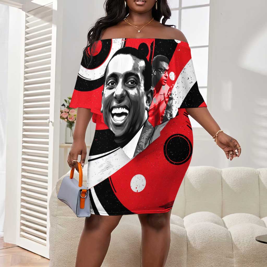 Stokely Carmichael Off Shoulder Short Dress Abstract Design Black Power Text Civil Rights Activist - Wonder Print Shop