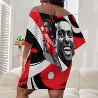 Stokely Carmichael Off Shoulder Short Dress Abstract Design Black Power Text Civil Rights Activist - Wonder Print Shop