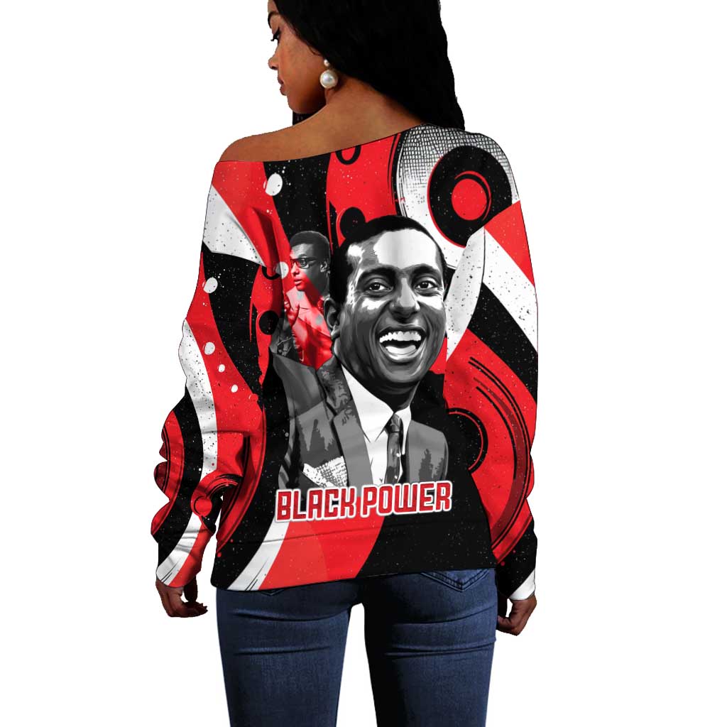 Stokely Carmichael Off Shoulder Sweater Abstract Design Black Power Text Civil Rights Activist - Wonder Print Shop