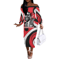 Stokely Carmichael Off The Shoulder Long Sleeve Dress Abstract Design Black Power Text Civil Rights Activist - Wonder Print Shop