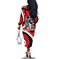 Stokely Carmichael Off The Shoulder Long Sleeve Dress Abstract Design Black Power Text Civil Rights Activist - Wonder Print Shop