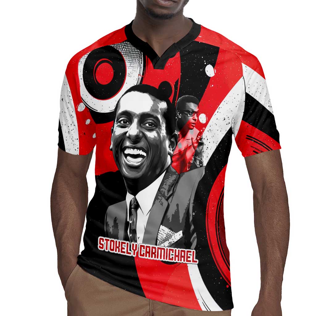 Stokely Carmichael Rugby Jersey Abstract Design Black Power Text Civil Rights Activist - Wonder Print Shop