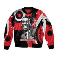 Stokely Carmichael Sleeve Zip Bomber Jacket Abstract Design Black Power Text Civil Rights Activist - Wonder Print Shop