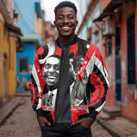 Stokely Carmichael Sleeve Zip Bomber Jacket Abstract Design Black Power Text Civil Rights Activist - Wonder Print Shop