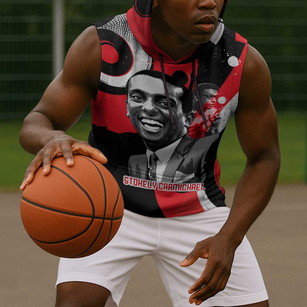 Stokely Carmichael Sleeveless Hoodie Abstract Design Black Power Text Civil Rights Activist - Wonder Print Shop