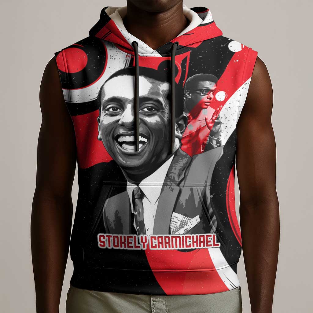 Stokely Carmichael Sleeveless Hoodie Abstract Design Black Power Text Civil Rights Activist - Wonder Print Shop