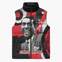 Stokely Carmichael Sleeveless Puffer Jacket Abstract Design Black Power Text Civil Rights Activist - Wonder Print Shop