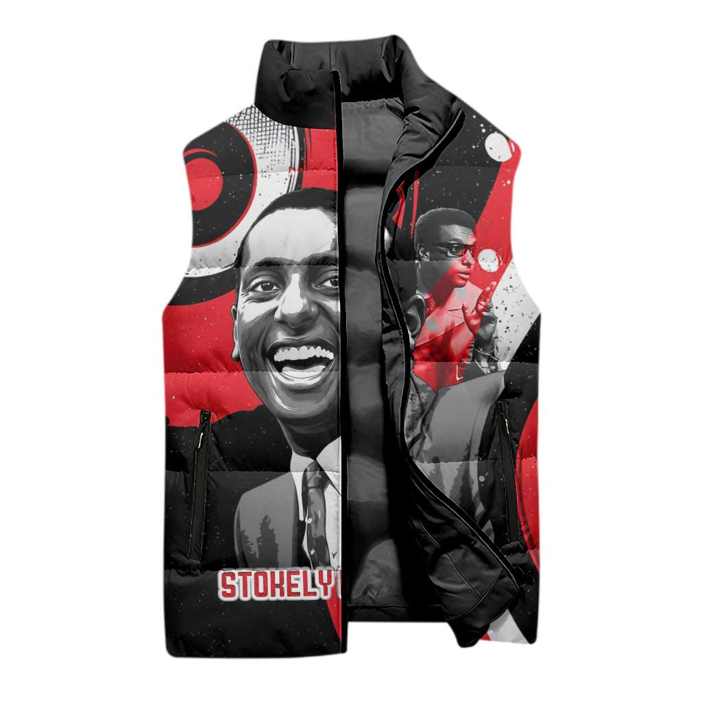 Stokely Carmichael Sleeveless Puffer Jacket Abstract Design Black Power Text Civil Rights Activist - Wonder Print Shop