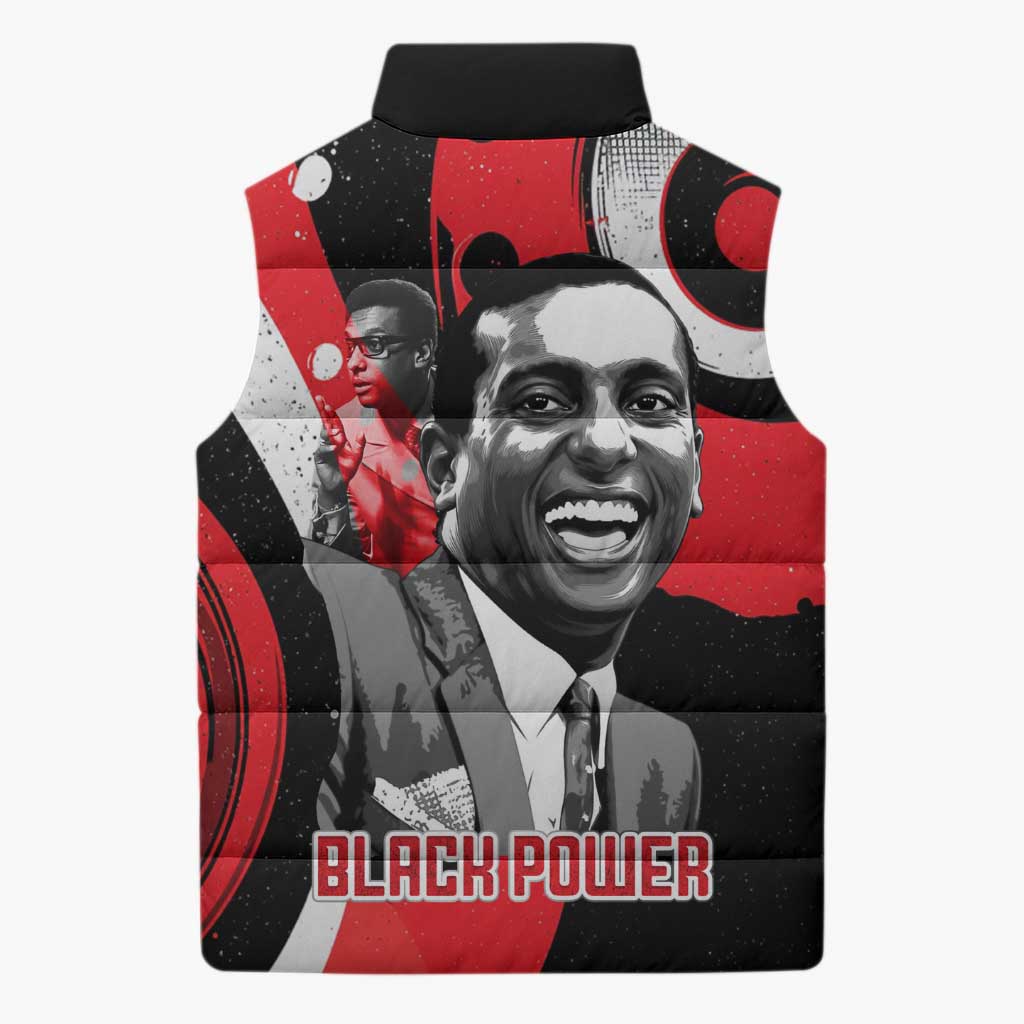 Stokely Carmichael Sleeveless Puffer Jacket Abstract Design Black Power Text Civil Rights Activist - Wonder Print Shop