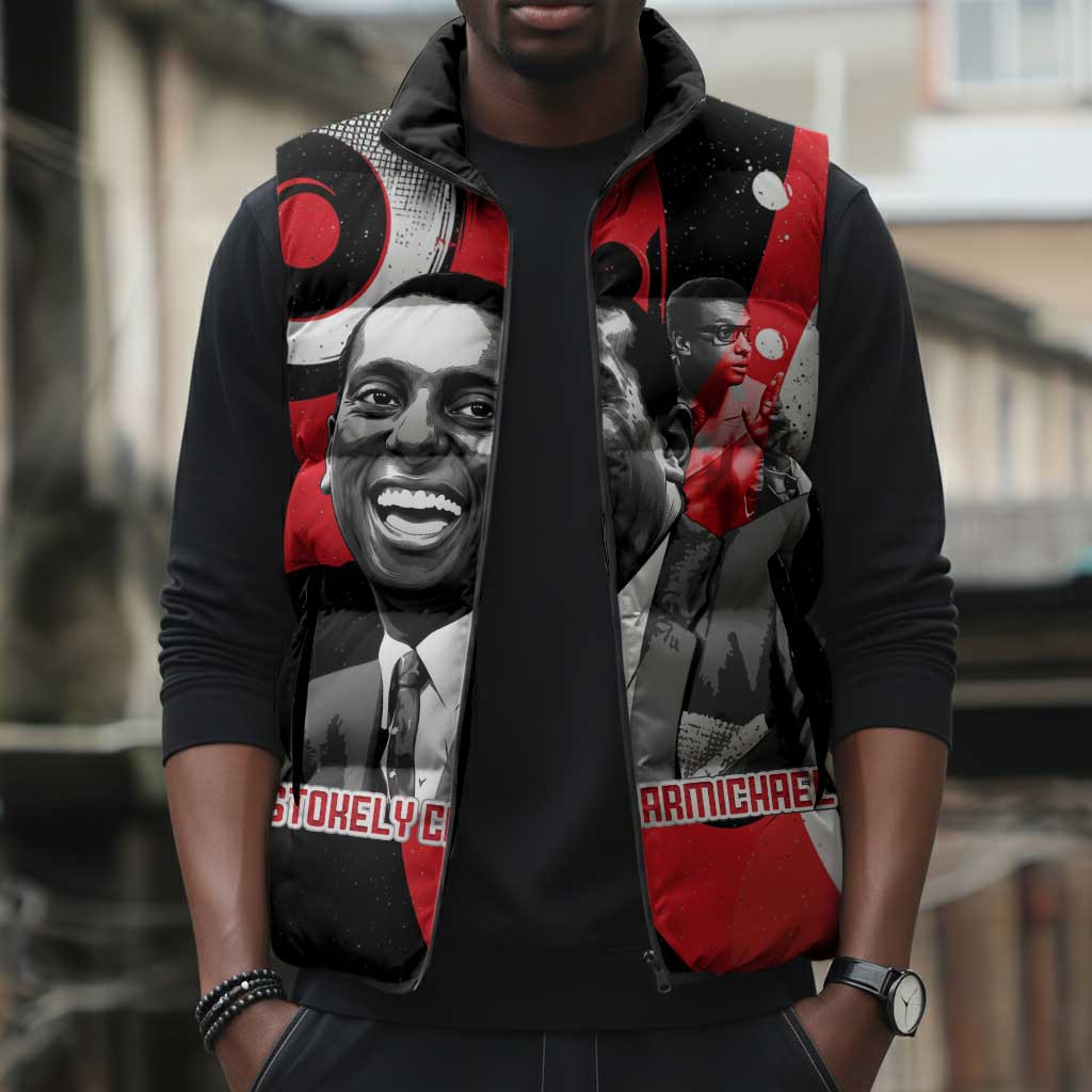 Stokely Carmichael Sleeveless Puffer Jacket Abstract Design Black Power Text Civil Rights Activist - Wonder Print Shop