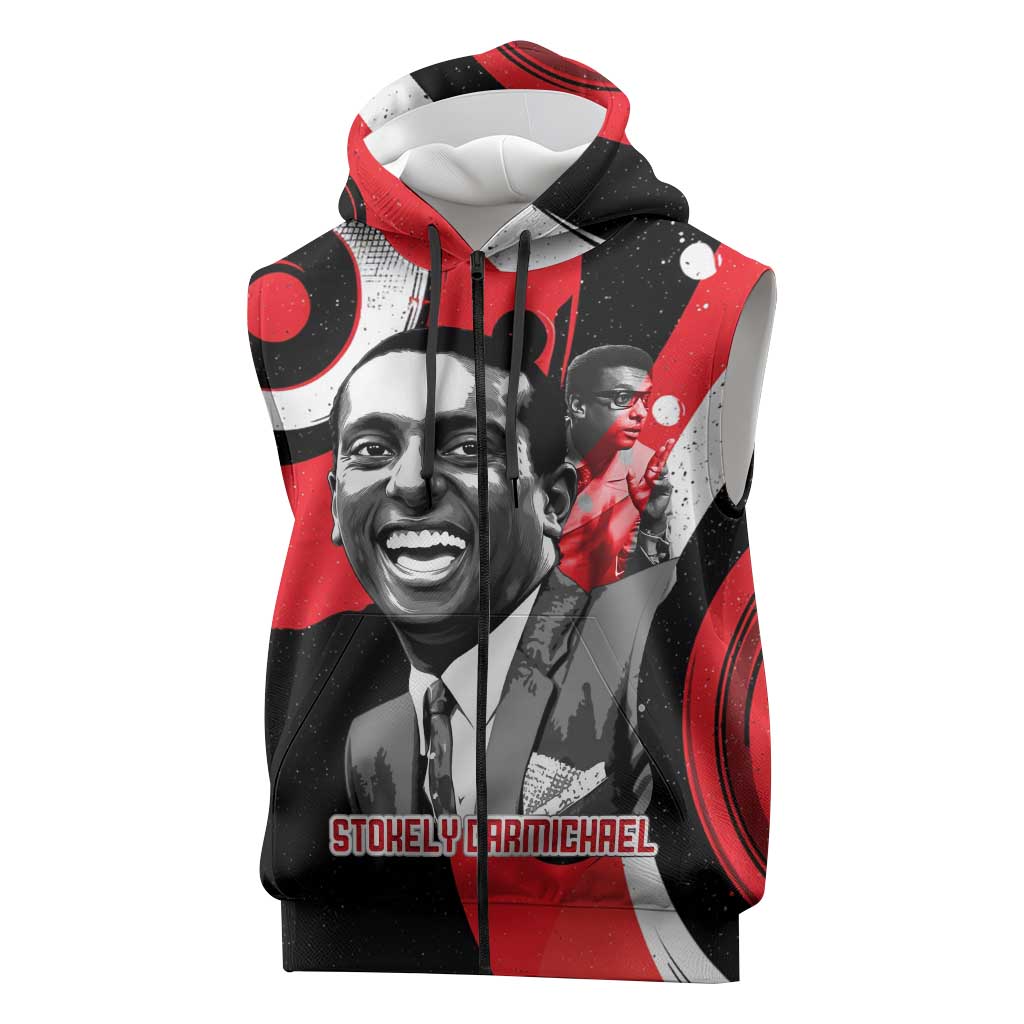 Stokely Carmichael Sleeveless Zip Hoodie Abstract Design Black Power Text Civil Rights Activist - Wonder Print Shop