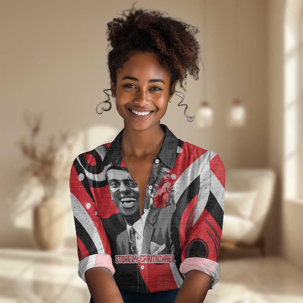 Stokely Carmichael Women Casual Shirt Abstract Design Black Power Text Civil Rights Activist - Wonder Print Shop