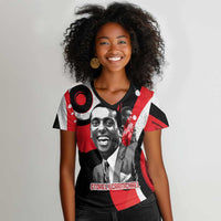 Stokely Carmichael Women V-Neck T-Shirt Abstract Design Black Power Text Civil Rights Activist - Wonder Print Shop