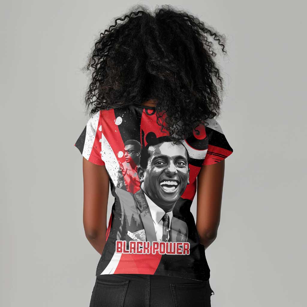 Stokely Carmichael Women V-Neck T-Shirt Abstract Design Black Power Text Civil Rights Activist - Wonder Print Shop