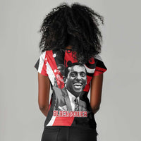 Stokely Carmichael Women V-Neck T-Shirt Abstract Design Black Power Text Civil Rights Activist - Wonder Print Shop