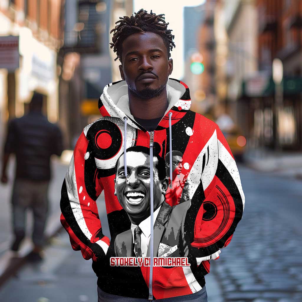 Stokely Carmichael Zip Hoodie Abstract Design Black Power Text Civil Rights Activist - Wonder Print Shop