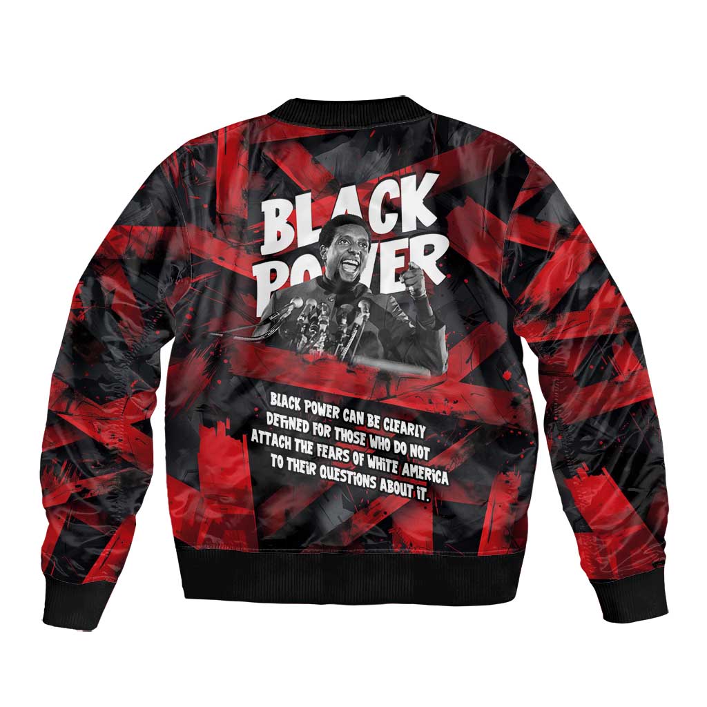 Stokely Carmichael Bomber Jacket Graphic Design Black Power Quote Powerful Speech Civil Rights - Wonder Print Shop