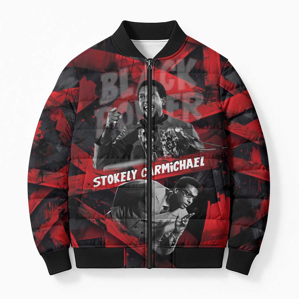 Stokely Carmichael Bomber Puffer Jacket Graphic Design Black Power Quote Powerful Speech Civil Rights - Wonder Print Shop