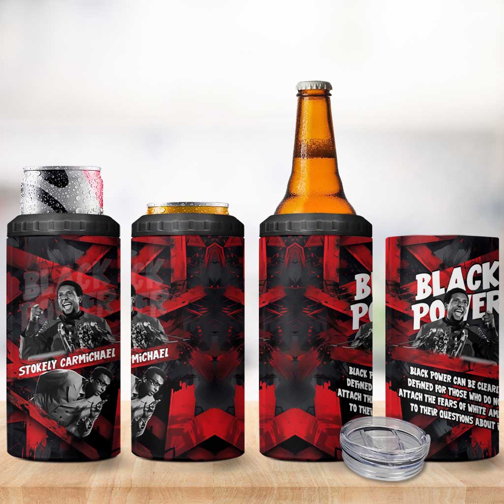 Stokely Carmichael 4 in 1 Can Cooler Tumbler Graphic Design Black Power Quote Powerful Speech Civil Rights - Wonder Print Shop