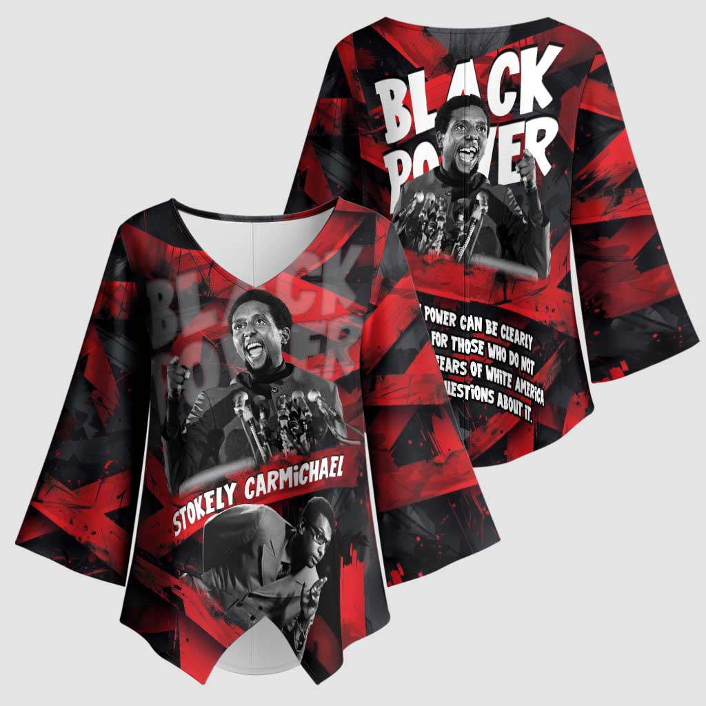 Stokely Carmichael Kimono Sleeve Blouse Graphic Design Black Power Quote Powerful Speech Civil Rights - Wonder Print Shop