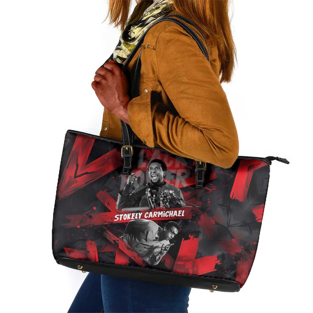 Stokely Carmichael Leather Tote Bag Graphic Design Black Power Quote Powerful Speech Civil Rights - Wonder Print Shop