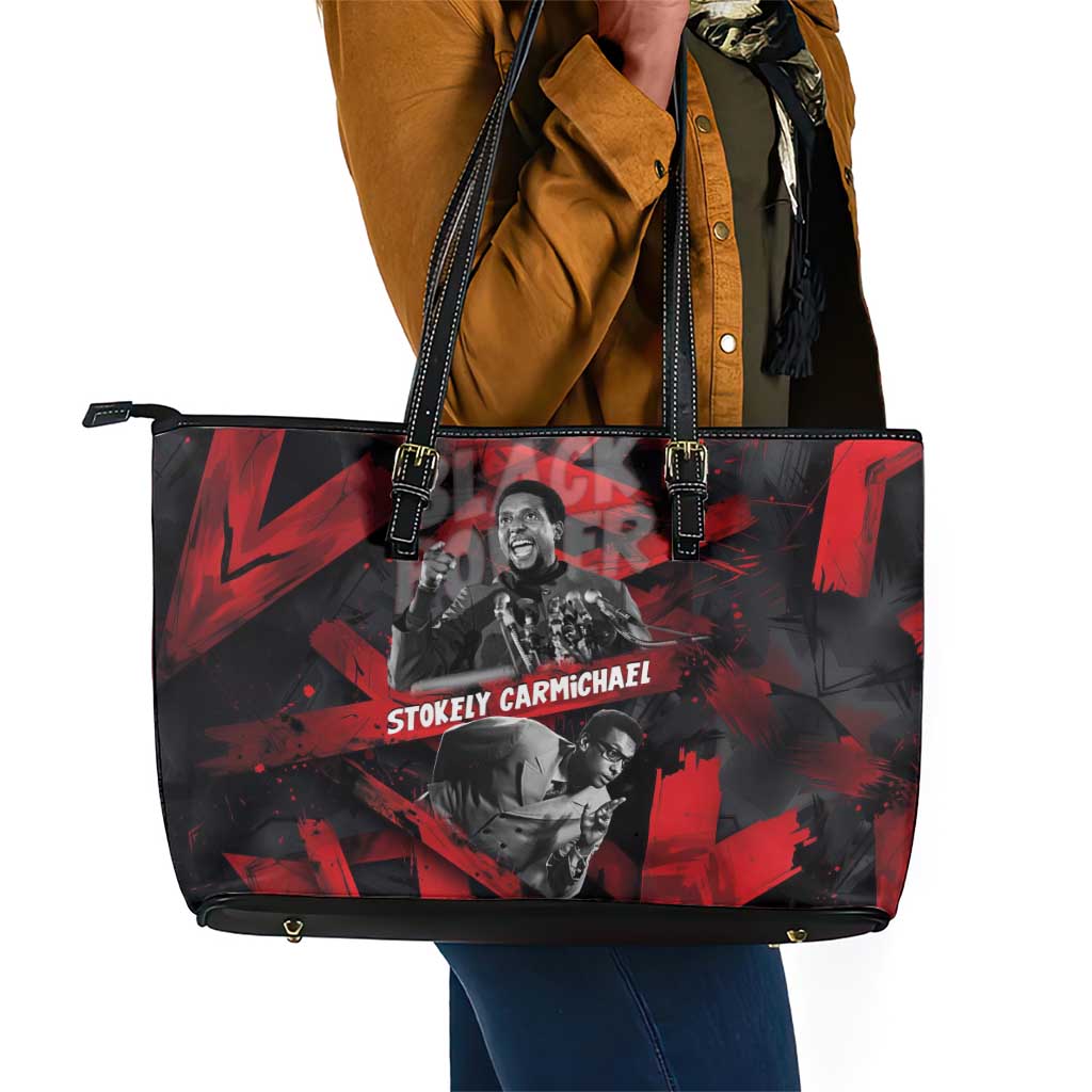 Stokely Carmichael Leather Tote Bag Graphic Design Black Power Quote Powerful Speech Civil Rights - Wonder Print Shop