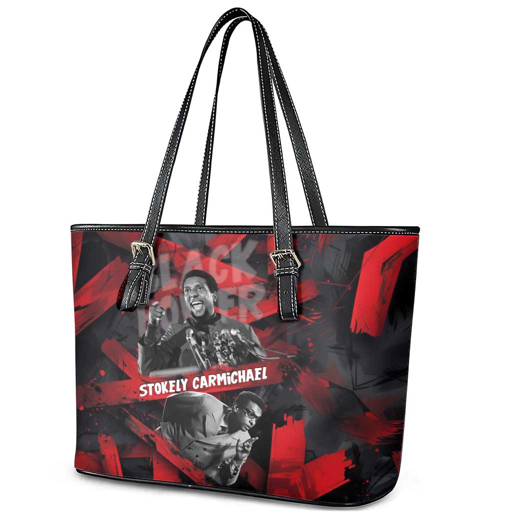 Stokely Carmichael Leather Tote Bag Graphic Design Black Power Quote Powerful Speech Civil Rights - Wonder Print Shop