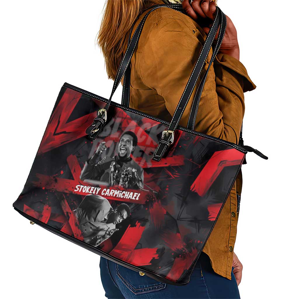 Stokely Carmichael Leather Tote Bag Graphic Design Black Power Quote Powerful Speech Civil Rights - Wonder Print Shop