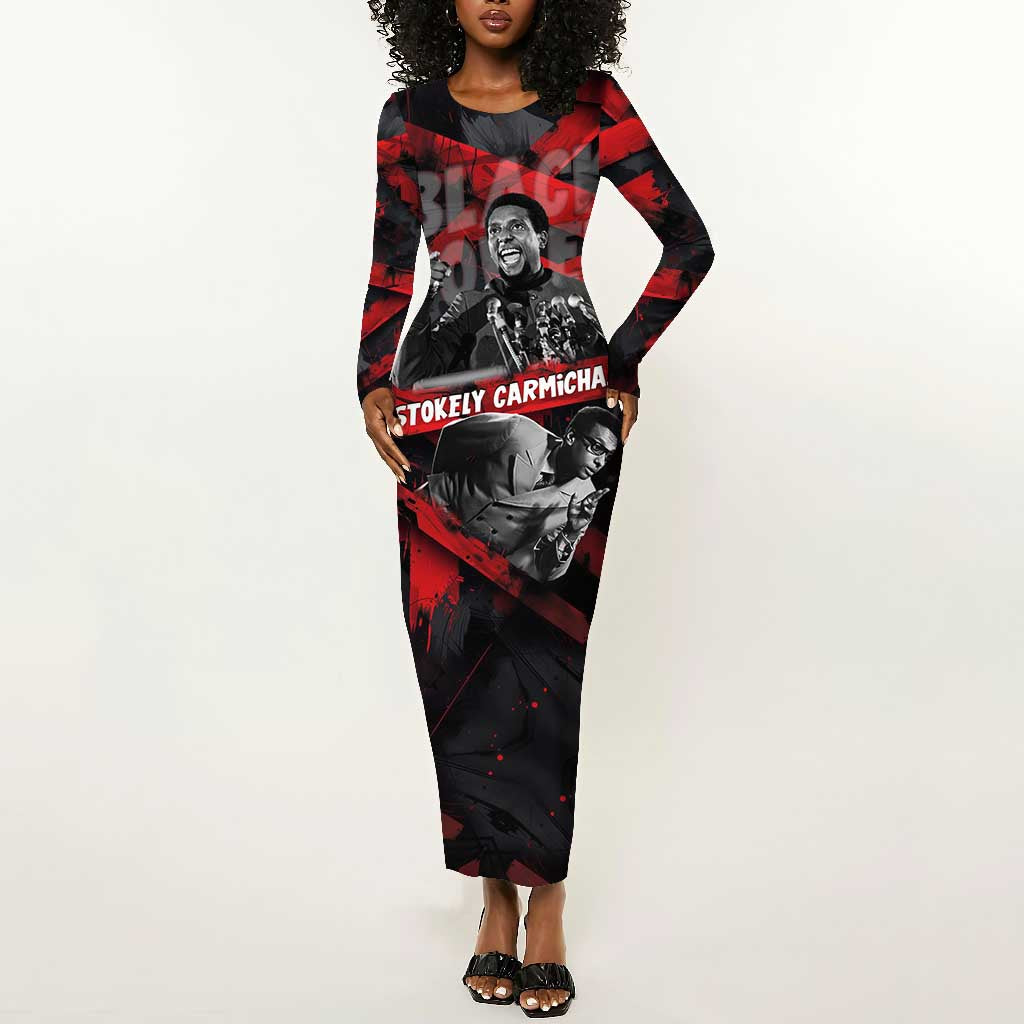 Stokely Carmichael Long Sleeve Bodycon Dress Graphic Design Black Power Quote Powerful Speech Civil Rights - Wonder Print Shop