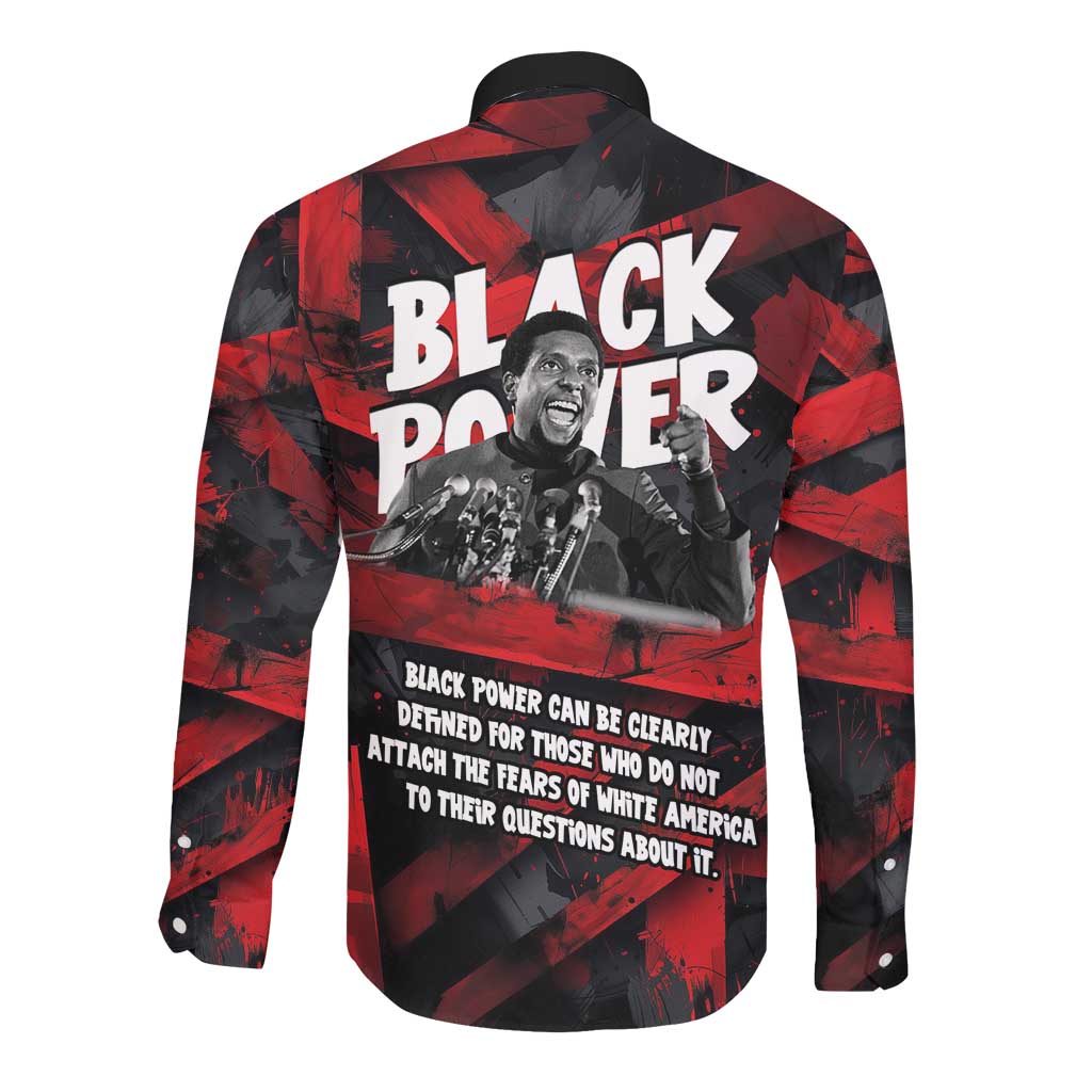 Stokely Carmichael Long Sleeve Button Shirt Graphic Design Black Power Quote Powerful Speech Civil Rights - Wonder Print Shop