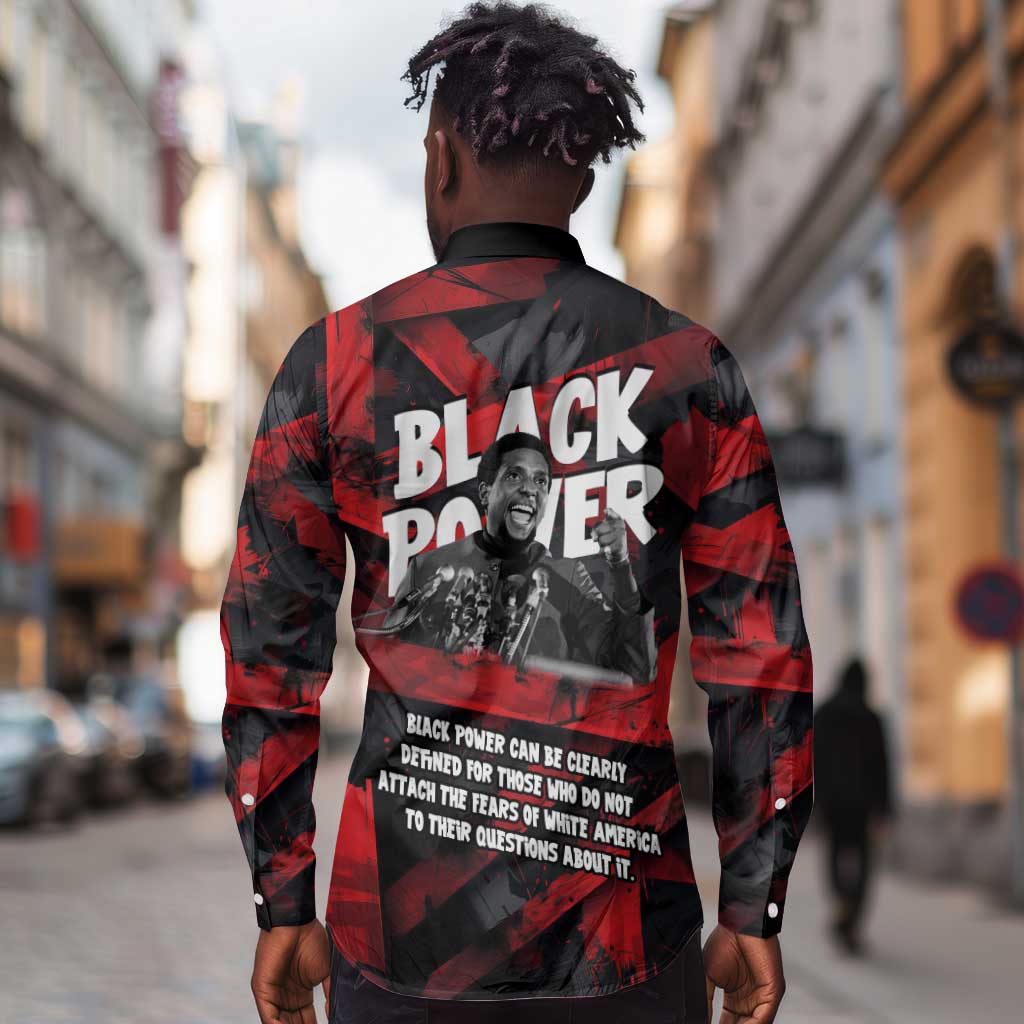 Stokely Carmichael Long Sleeve Button Shirt Graphic Design Black Power Quote Powerful Speech Civil Rights - Wonder Print Shop