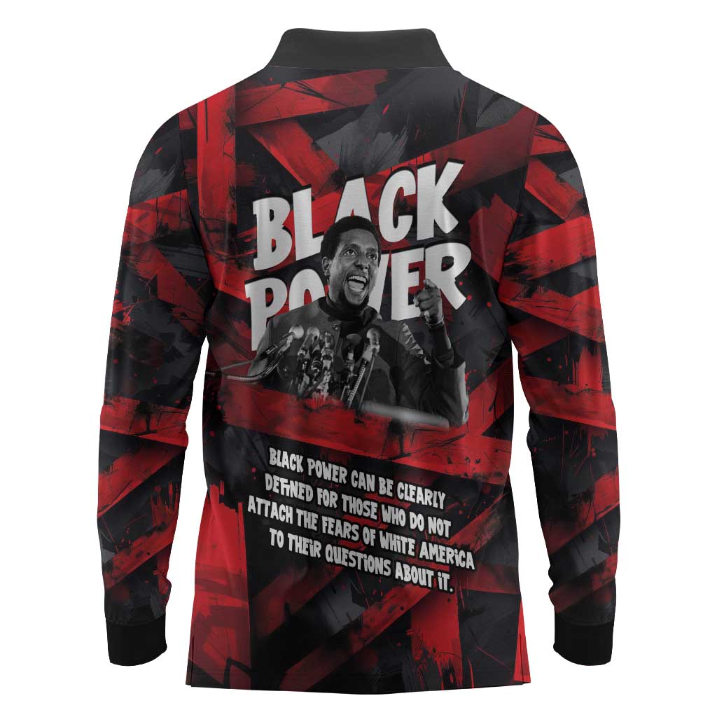 Stokely Carmichael Long Sleeve Polo Shirt Graphic Design Black Power Quote Powerful Speech Civil Rights - Wonder Print Shop