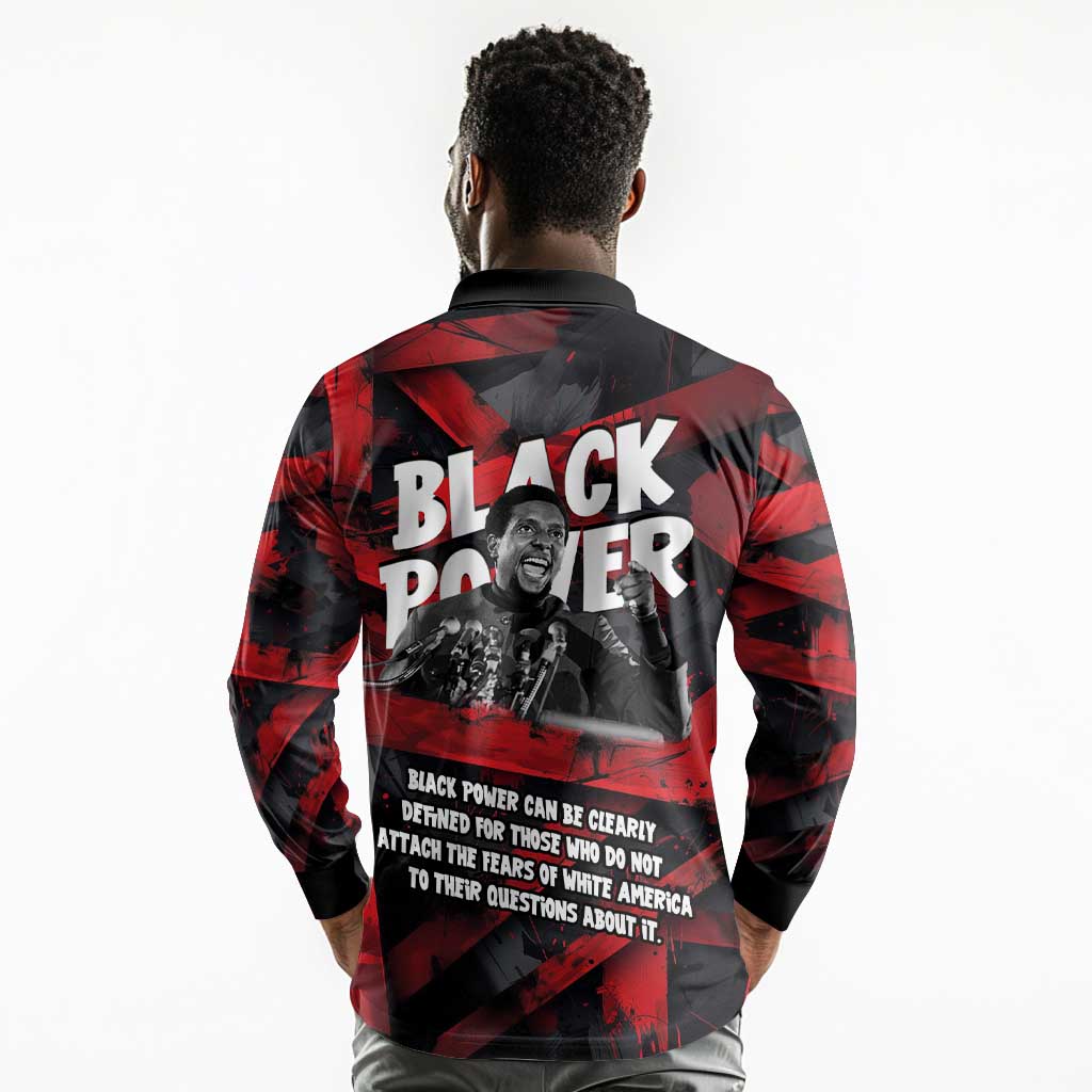 Stokely Carmichael Long Sleeve Polo Shirt Graphic Design Black Power Quote Powerful Speech Civil Rights - Wonder Print Shop