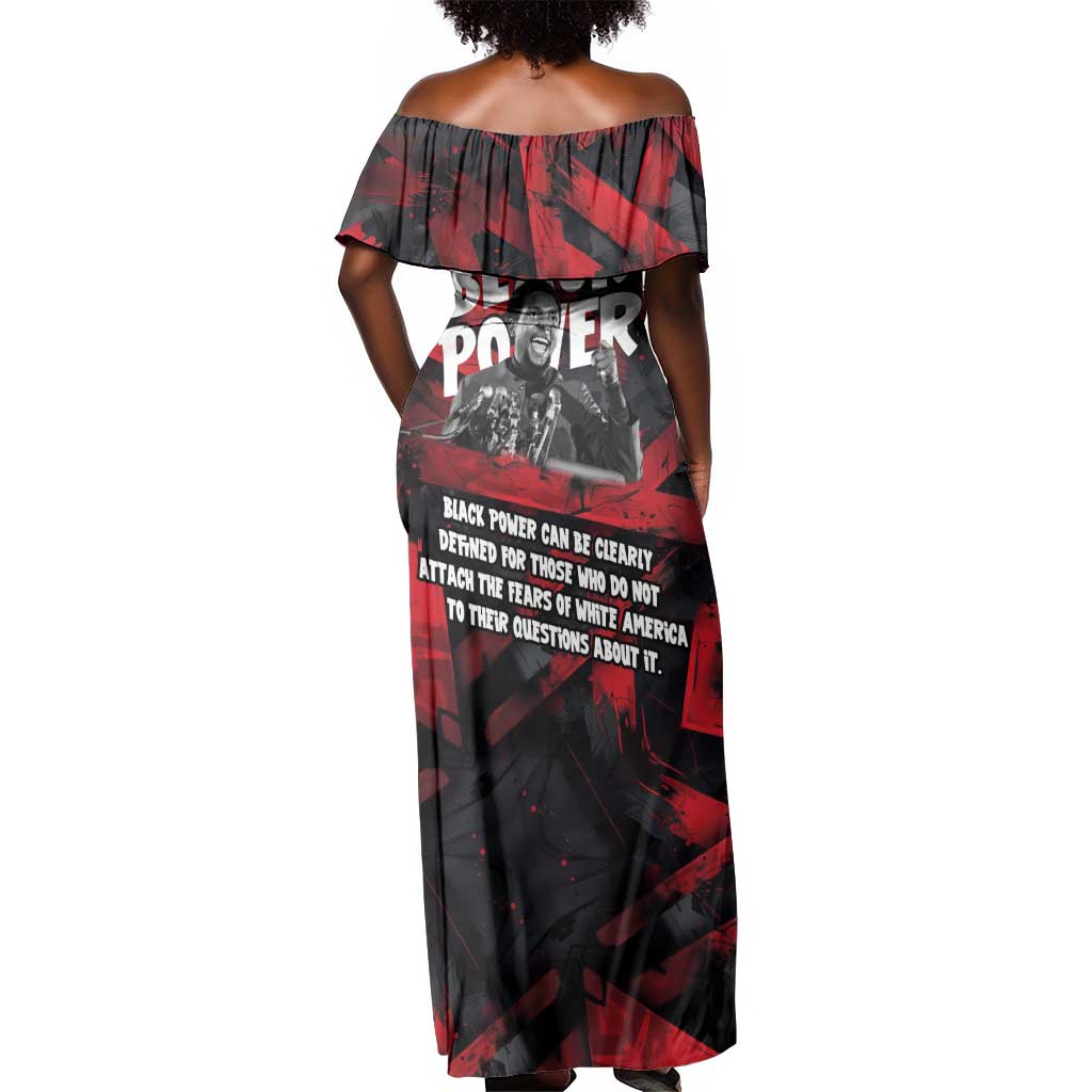 Stokely Carmichael Off Shoulder Maxi Dress Graphic Design Black Power Quote Powerful Speech Civil Rights - Wonder Print Shop