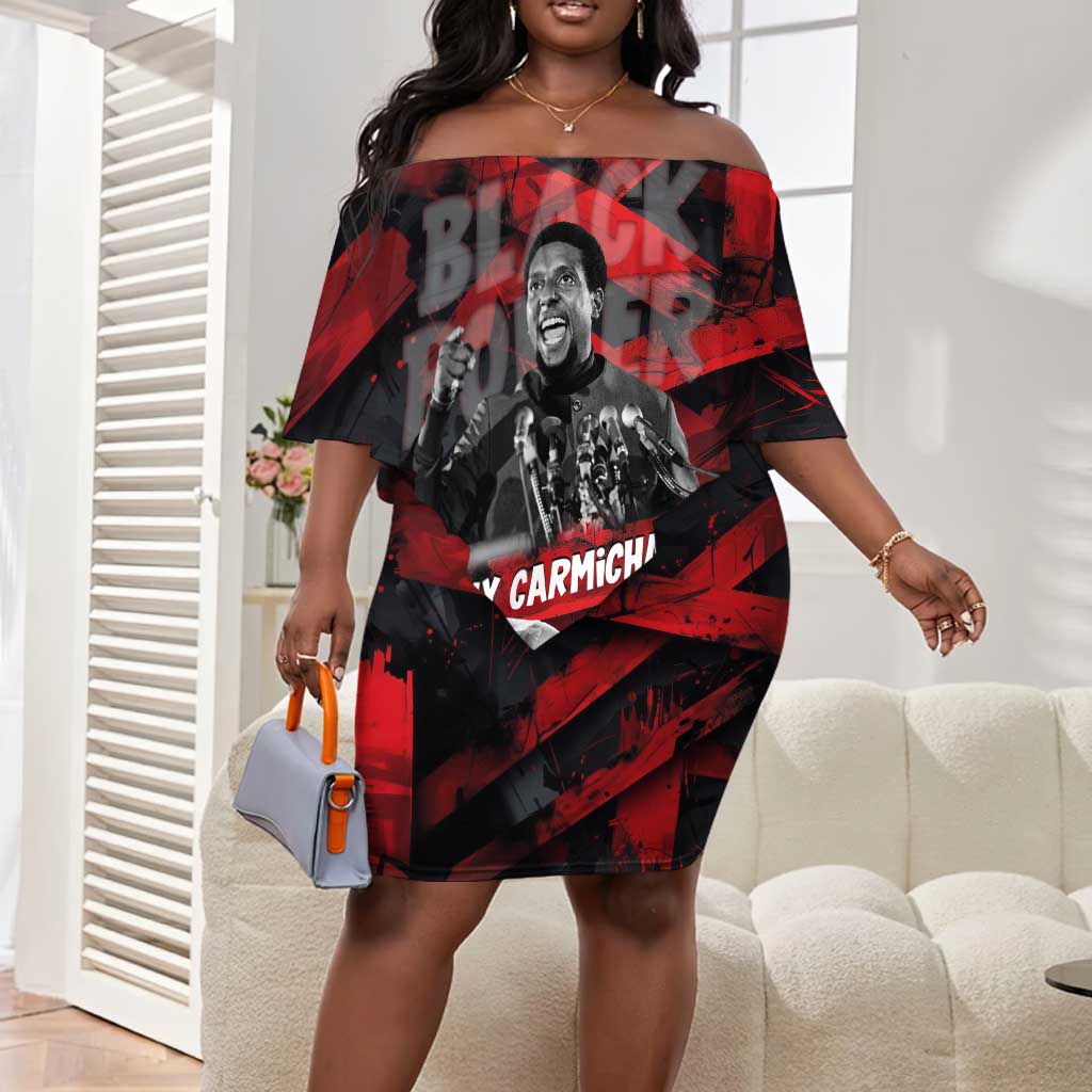 Stokely Carmichael Off Shoulder Short Dress Graphic Design Black Power Quote Powerful Speech Civil Rights - Wonder Print Shop