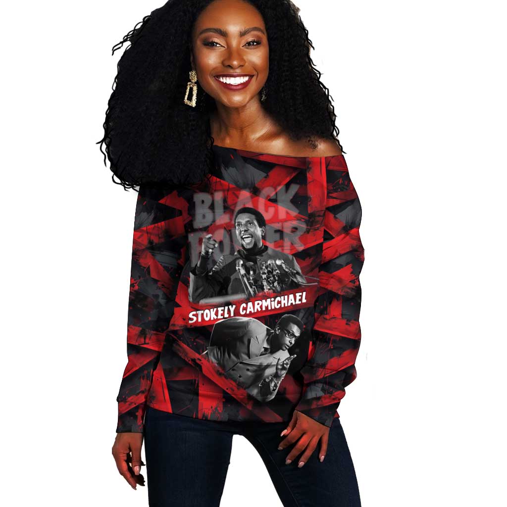 Stokely Carmichael Off Shoulder Sweater Graphic Design Black Power Quote Powerful Speech Civil Rights - Wonder Print Shop