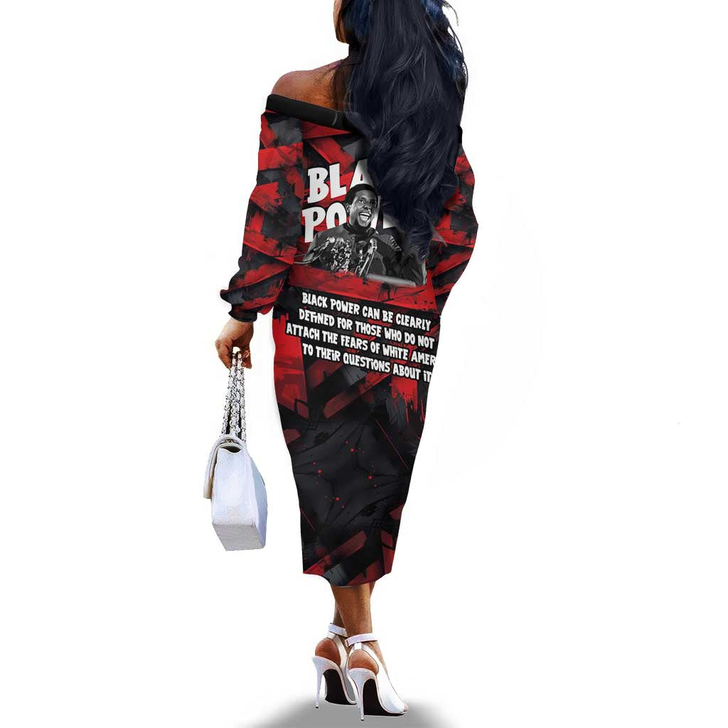 Stokely Carmichael Off The Shoulder Long Sleeve Dress Graphic Design Black Power Quote Powerful Speech Civil Rights - Wonder Print Shop