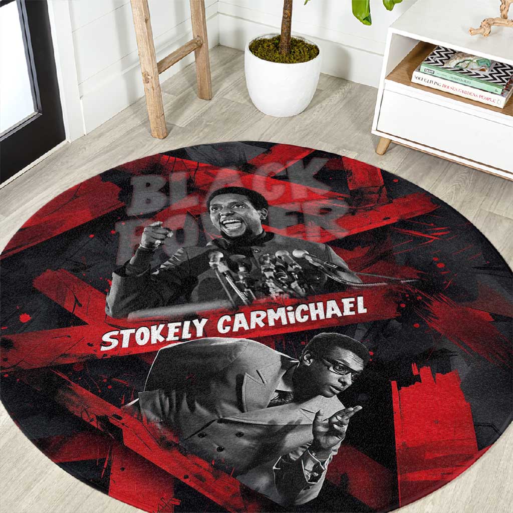 Stokely Carmichael Round Carpet Graphic Design Black Power Quote Powerful Speech Civil Rights - Wonder Print Shop