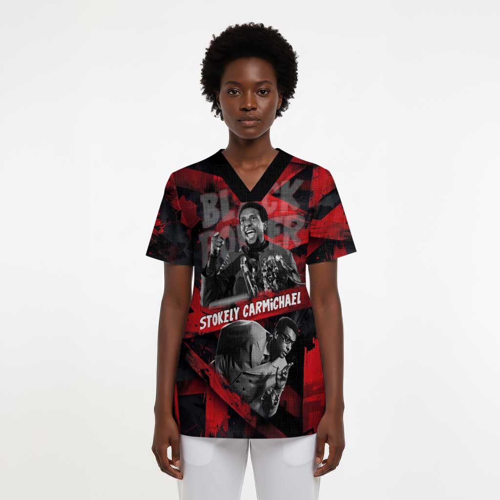 Stokely Carmichael Scrub Top Graphic Design Black Power Quote Powerful Speech Civil Rights - Wonder Print Shop