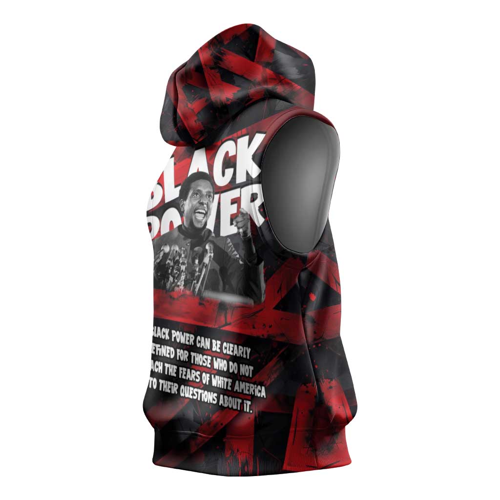 Stokely Carmichael Sleeveless Hoodie Graphic Design Black Power Quote Powerful Speech Civil Rights - Wonder Print Shop