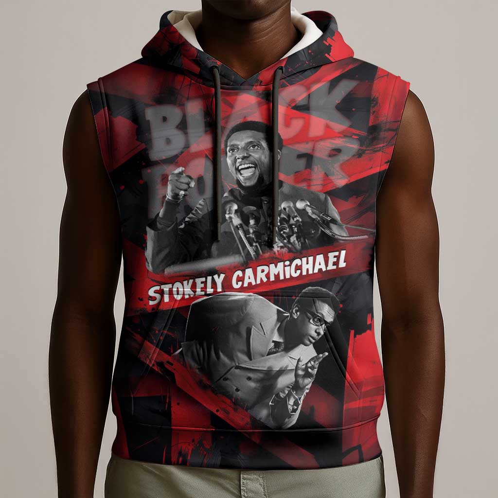 Stokely Carmichael Sleeveless Hoodie Graphic Design Black Power Quote Powerful Speech Civil Rights - Wonder Print Shop