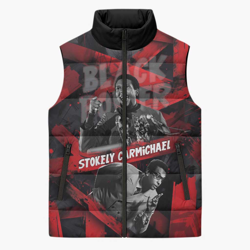 Stokely Carmichael Sleeveless Puffer Jacket Graphic Design Black Power Quote Powerful Speech Civil Rights - Wonder Print Shop