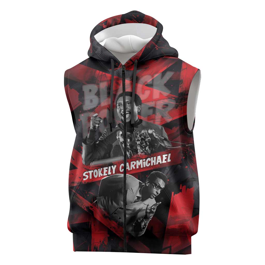 Stokely Carmichael Sleeveless Zip Hoodie Graphic Design Black Power Quote Powerful Speech Civil Rights - Wonder Print Shop